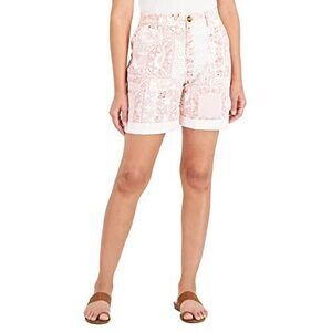 Style Women's Rolled Cuff Paisley Shorts White